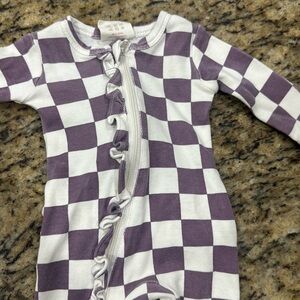 Spearmint checkered footie pajamas